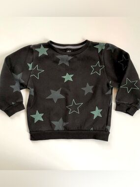 Falls Creek Toddler Girls Size 5T Black With Green Gray Stars Sweater